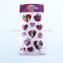 Lovely Dog Cat Purple &amp; Red Heart Combine Velvet Sticker